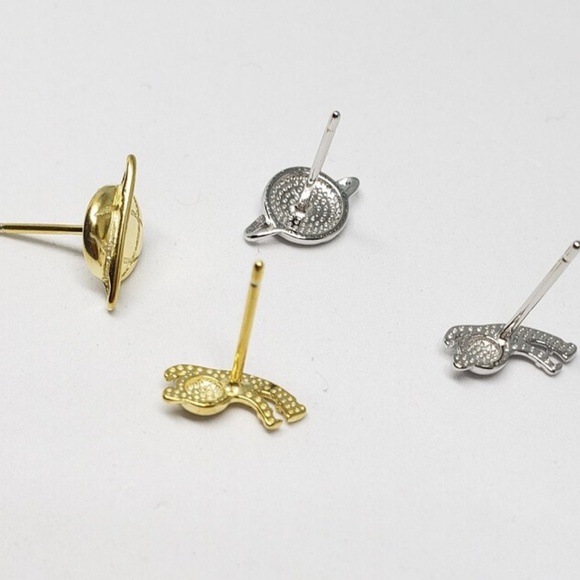 Sterling Silver Astronaut Earrings Space Saturn Earrings - Picture 3 of 8